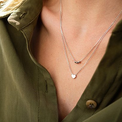 Подвійне золоте кольє "Кульки та сердечко" кол02313 №2