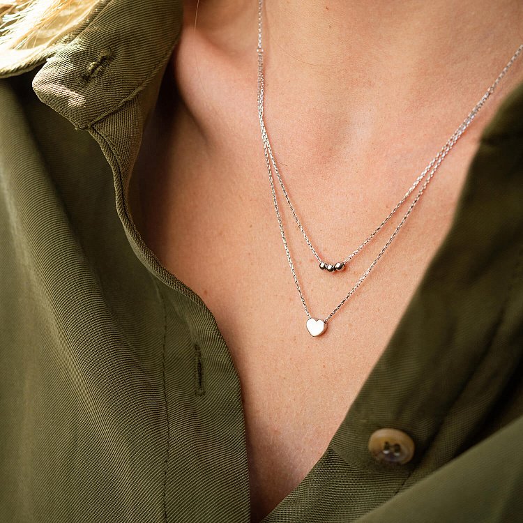 Подвійне золоте кольє "Кульки та сердечко" кол02313 від ювелірного магазину Онікс - 1