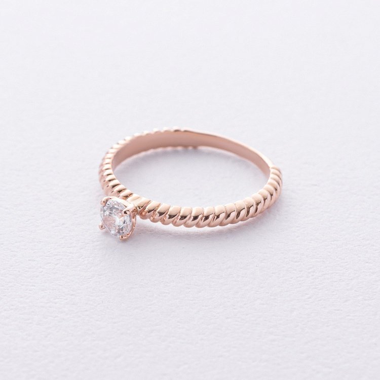 Помолвочное золотое кольцо с фианитом к08194 от ювелирного магазина Оникс - 2