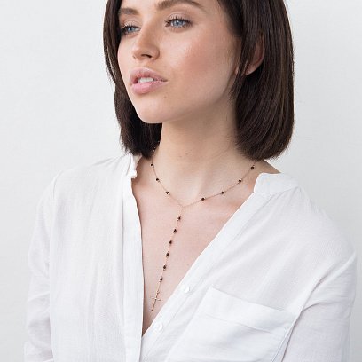 Золотое колье с крестиком (фианит) кол01483 №2