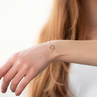 Золотой браслет "Влюбленное сердце" б04464 №2