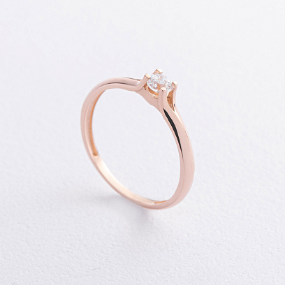 Помолвочное золотое кольцо с фианитом к08481