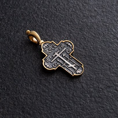 Серебряный крест с чернением и позолотой 132461 №2