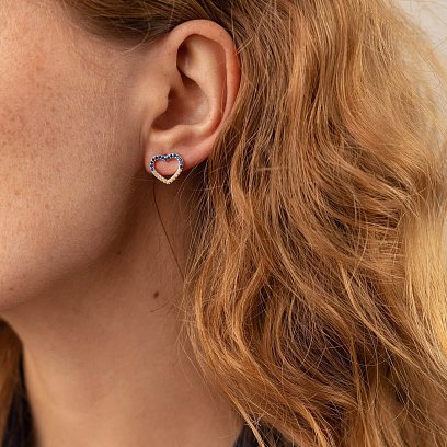 Серебряные серьги - пусеты "Сердечки" с фианитами OR121290 №4