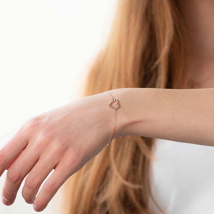 Золотой браслет "Влюбленное сердце" б04464 от ювелирного магазина Оникс - 1