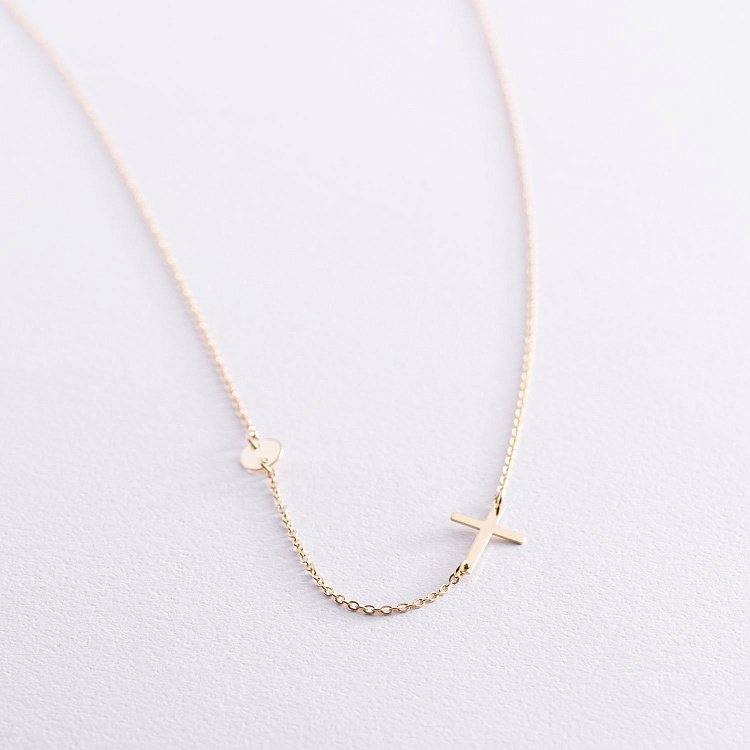 Кольє з хрестиком в жовтому золоті 860251М від ювелірного магазину Онікс