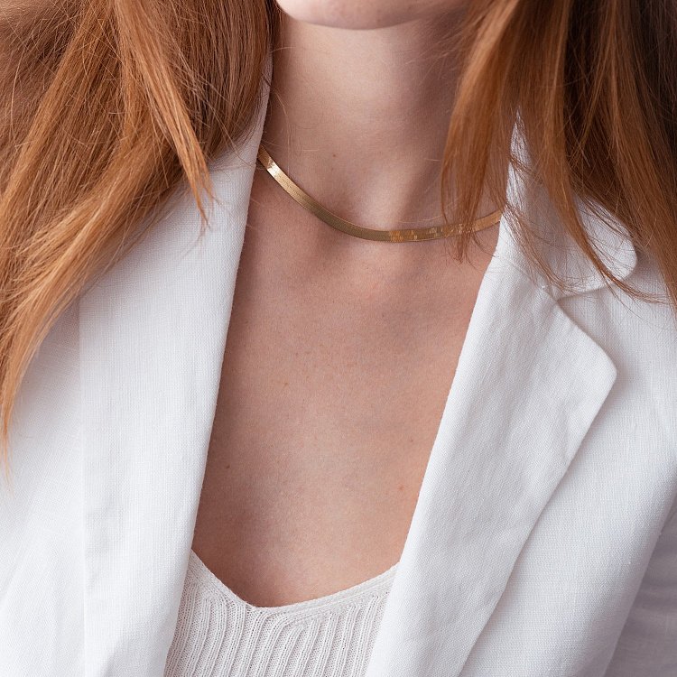 Кольє "Наомі" у жовтому золоті (снейк) ц00459 від ювелірного магазину Онікс - 16