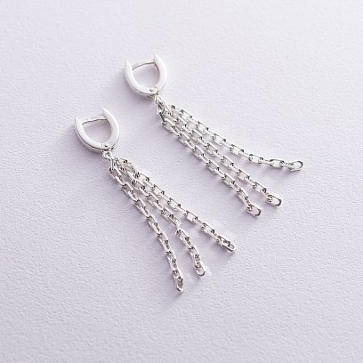 Срібні сережки "Ланцюжки" 122778