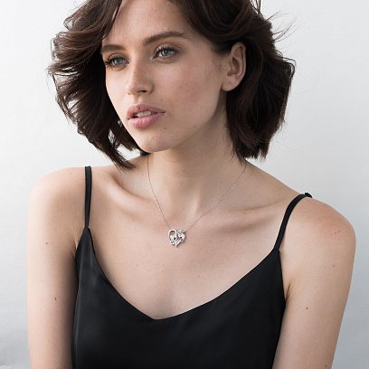 Срібне кольє "Мати з дитиною" (фіаніт) 18859 №3