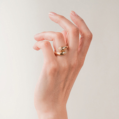 Кольцо "Rosemarie" в желтом золоте (фианиты) к08273 №4