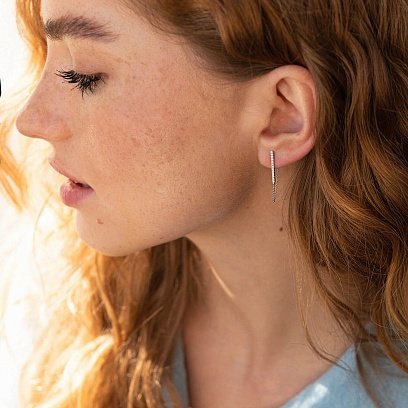 Золотые серьги - пусеты с бриллиантами сб0433ca №4