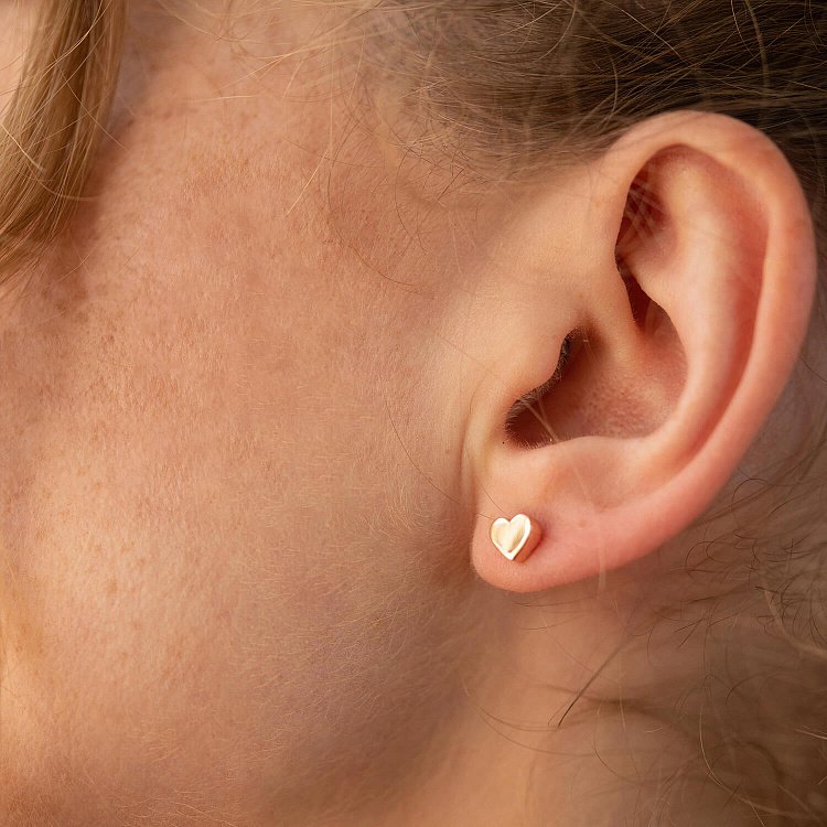 Серьги - пусеты "Сердечки" в красном золоте с08348 от ювелирного магазина Оникс - 4