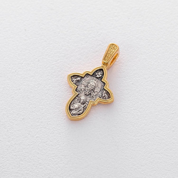 Серебряный крест "Спас Нерукотворный. Успение Божией Матери" 132466 от ювелирного магазина Оникс