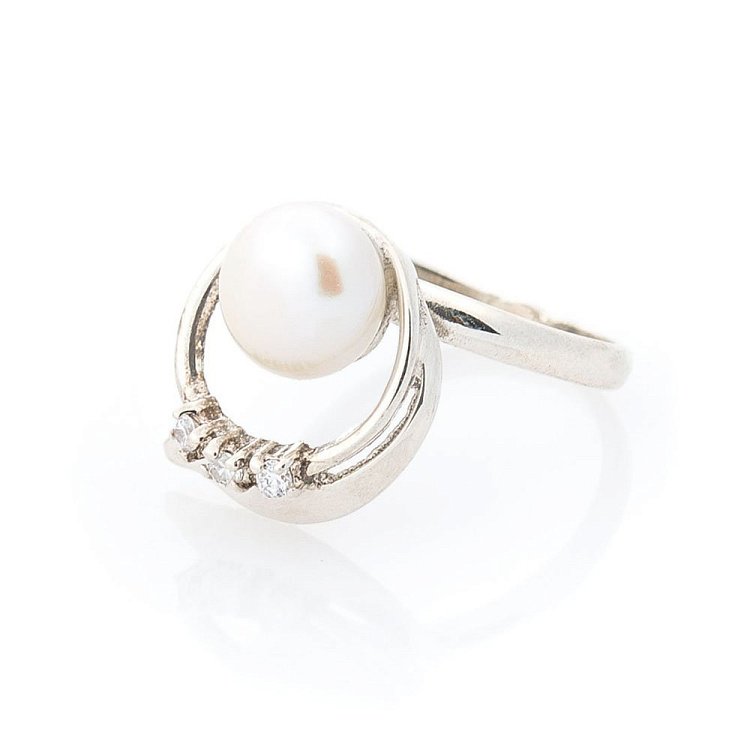 Срібний перстень з культ. прісн. перлами і фіанітами 111391 від ювелірного магазину Онікс - 1