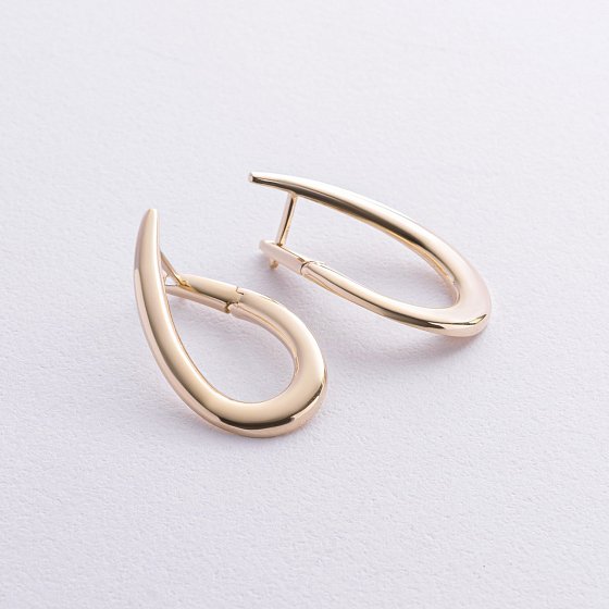 Серьги "Капельки" в желтом золоте с08747 №3