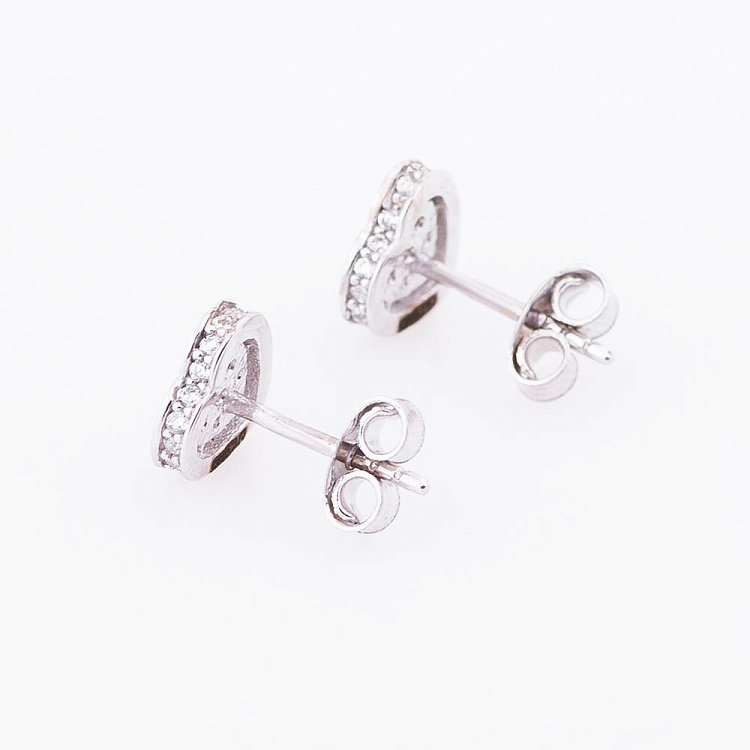 Золоті сережки-пусети "Серця" з фіанітами с04774 від ювелірного магазину Онікс - 2