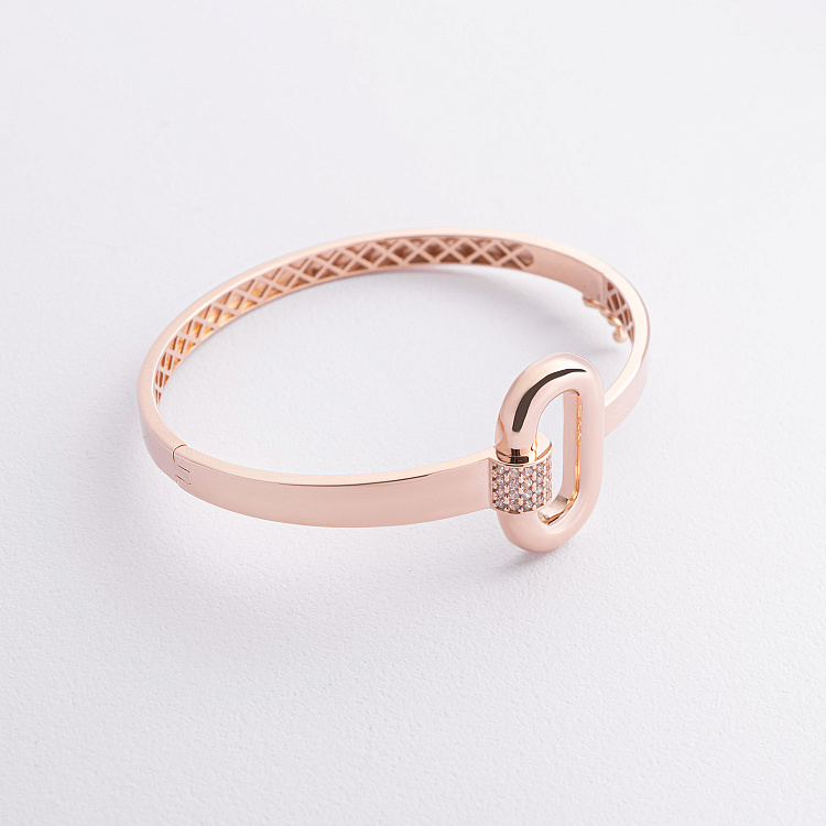 Жесткий браслет "Alice" в красном золоте (фианиты) б05734 от ювелирного магазина Оникс - 1