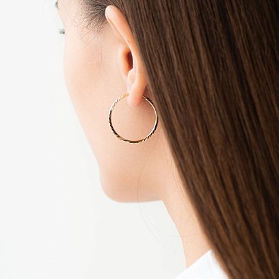 Серьги - кольца в желтом золоте (2.9 см) с07110 №4