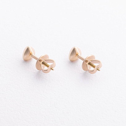 Сережки - пусети "Сердечки" у жовтому золоті с09656 №3