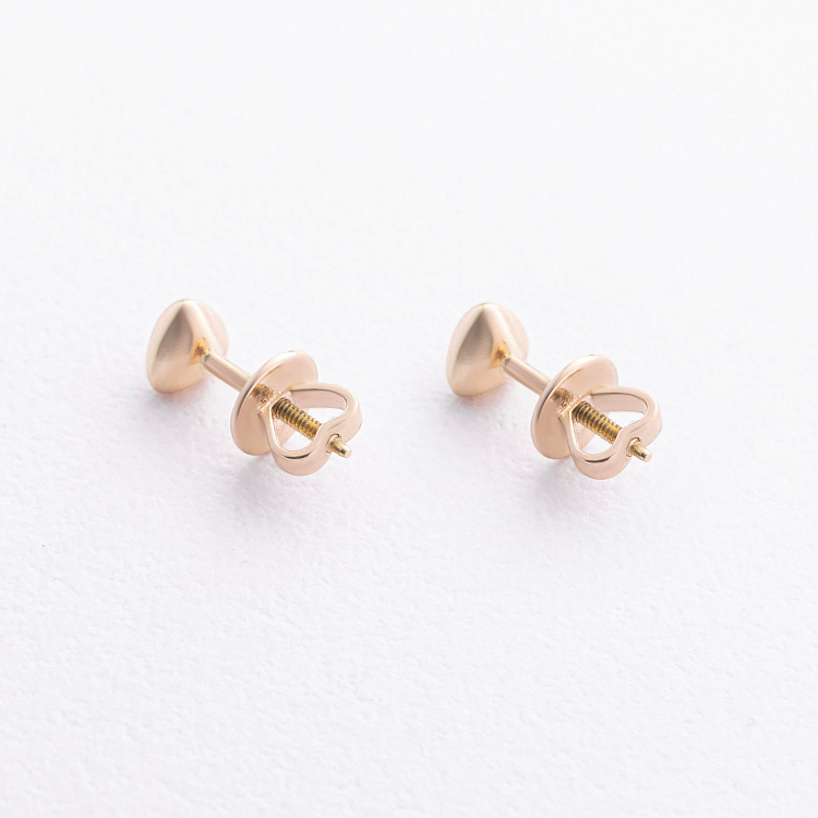 Сережки - пусети "Сердечки" у жовтому золоті с09656 від ювелірного магазину Онікс - 2