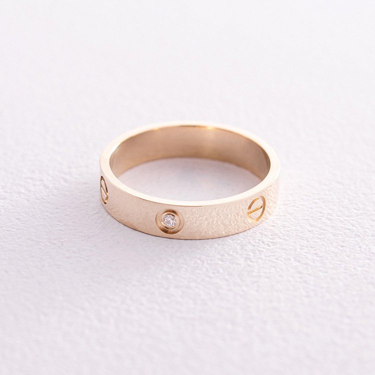 Каблучка "Love" у жовтому золоті (фіаніти) к07139 від ювелірного магазину Онікс - 8