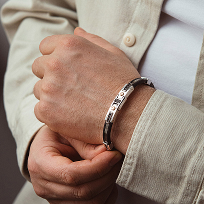 Чоловічий браслет зі срібною та золотою вставкою Zancan EXB280R-N №4