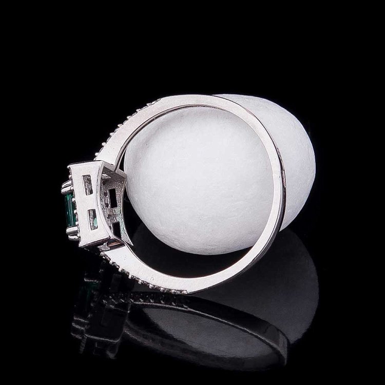 Золотое кольцо с празиолитом и фианитами к04631 от ювелирного магазина Оникс - 3