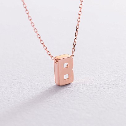 Колье с буквой "В" в красном золоте кол01256В №3