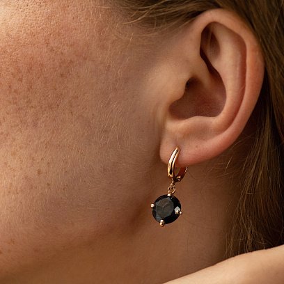 Золоті сережки "Захоплення" з синт. топазом с08573 №2