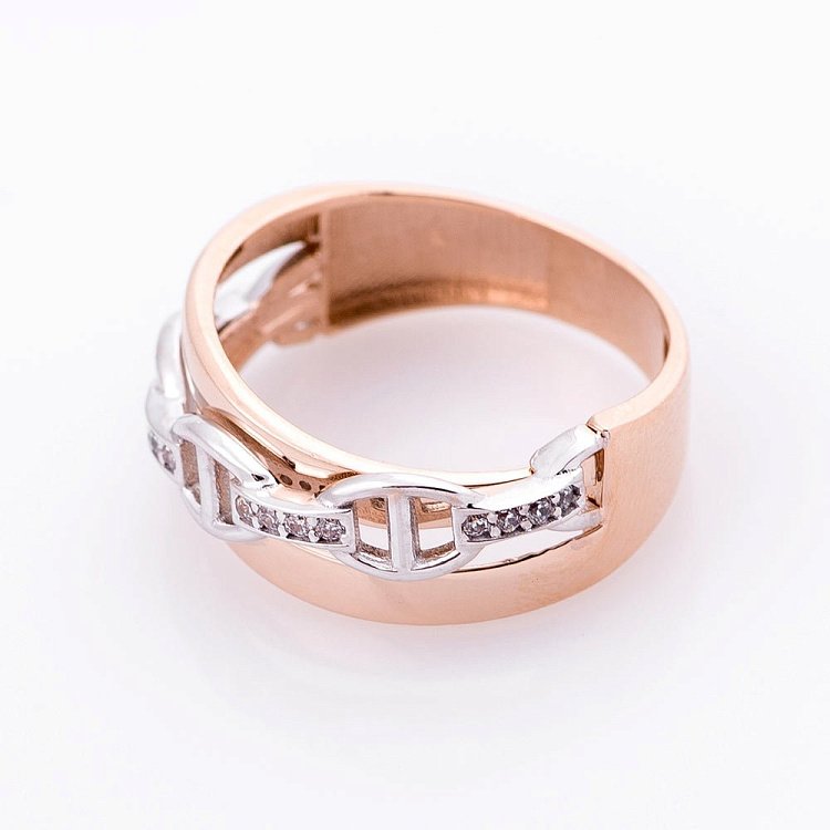 Золота каблучка (фіаніти) к04926 від ювелірного магазину Онікс - 1