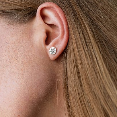 Золотые серьги-пусеты с фианитами с06418 №2