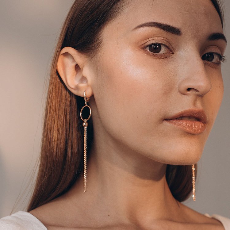 Висячі сережки з червоного золота с06353 від ювелірного магазину Онікс - 4