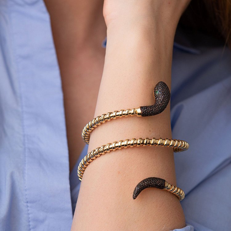 Браслет "Змея" в желтом золоте б04784 от ювелирного магазина Оникс - 2