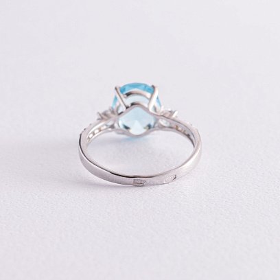 Серебряное кольцо (фианиты, кварц) 1322/1р-QSWB №5