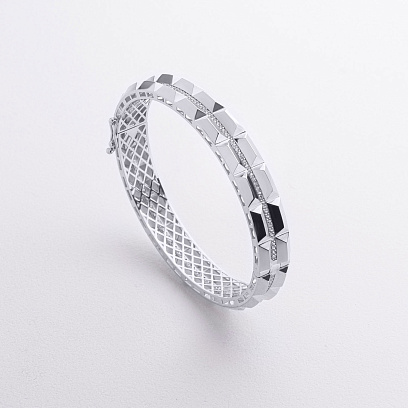 Жесткий браслет "Charlotte" с фианитами (белое золото) б05815