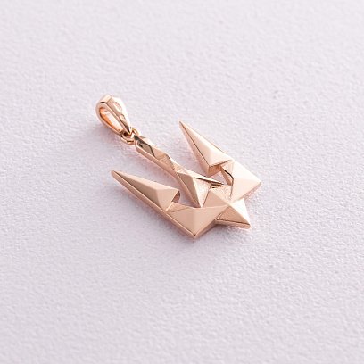 Кулон "Герб України - Тризуб" у червоному золоті п03716 №7