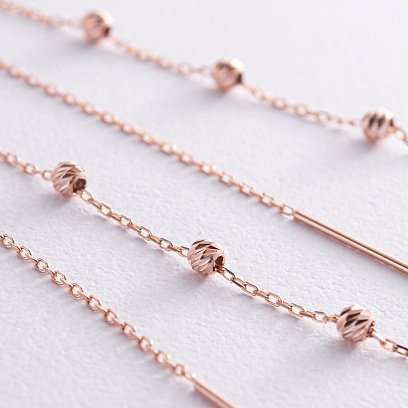 Золоті висячі сережки з кульками (протяжки) с06335 №5