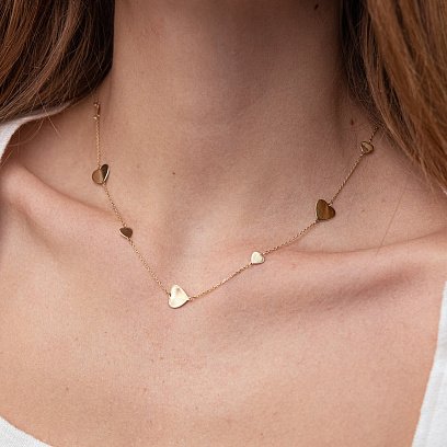 Кольє "Сердечки" у жовтому золоті кол02140 №5