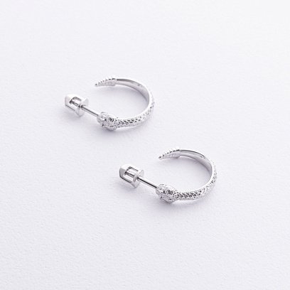 Серьги - пусеты "Гремучие змеи" в белом золоте с09077 №5