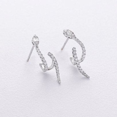 Золоті сережки - пусети "Змії" з діамантами сб0578ca №3