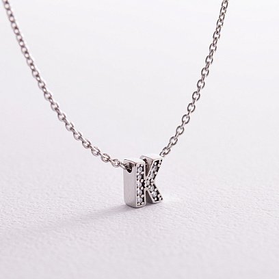 Серебряное колье с буквой "К" с фианитами 1103 К