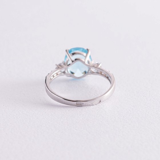 Серебряное кольцо (фианиты, кварц) 1322/1р-QSWB №5