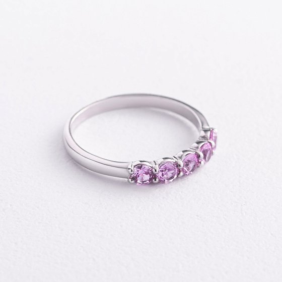 Серебряное кольцо с розовыми синтетическими сапфирами 1902/1р-PSPH №3