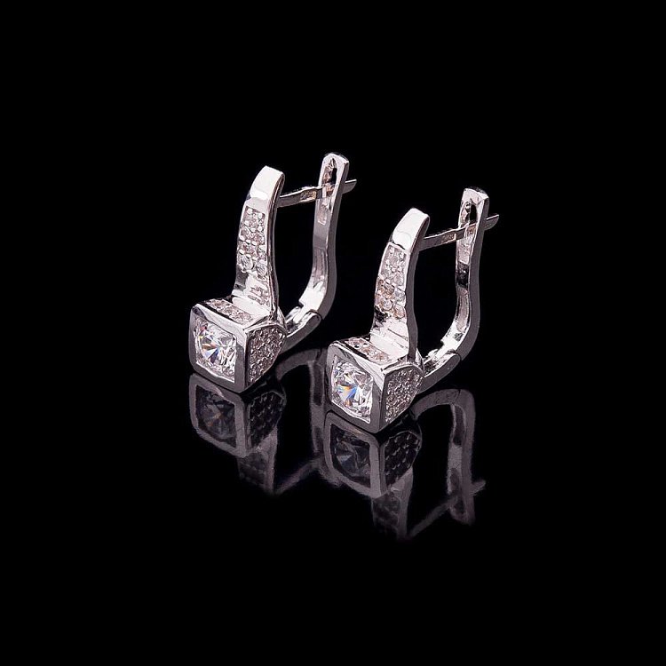 Золоті сережки з фіанітами с04106 від ювелірного магазину Онікс - 2