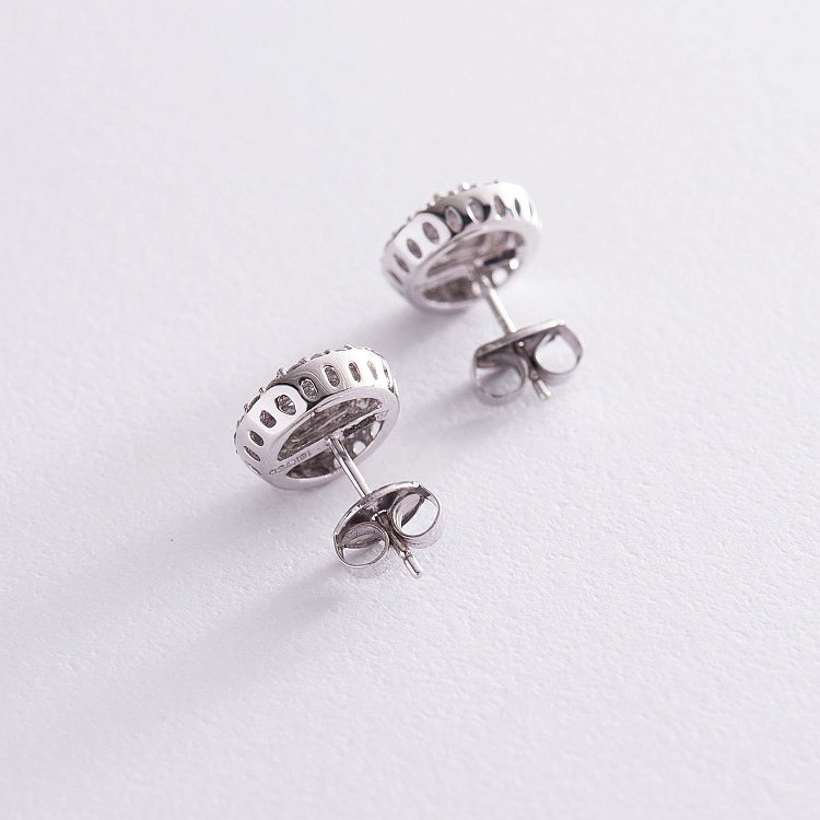 Золотые серьги - пусеты с бриллиантами с341 от ювелирного магазина Оникс - 2