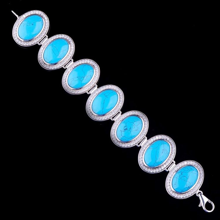 Браслет (імітація бірюза, фіаніти) 14430б від ювелірного магазину Онікс