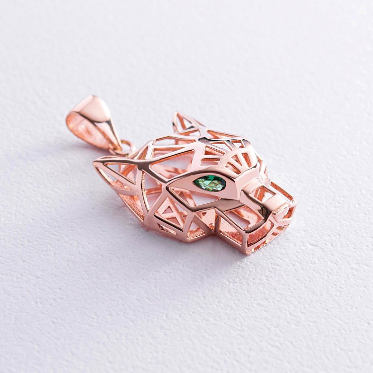 Подвеска "Пантера" в красном золоте (фианиты) п03679 от ювелирного магазина Оникс