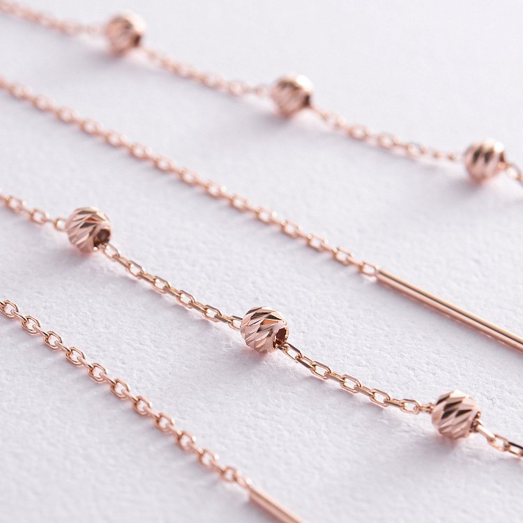 Золоті висячі сережки з кульками (протяжки) с06335 від ювелірного магазину Онікс - 4