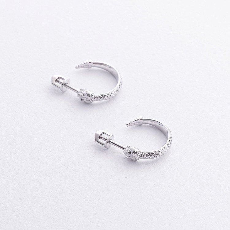 Серьги - пусеты "Гремучие змеи" в белом золоте с09077 от ювелирного магазина Оникс - 4