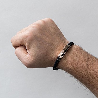 Чоловічий браслет з золотими вставками і фіанітами б04543 №2